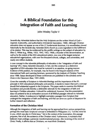 A Biblical Foundation For The Integration Of Faith And .