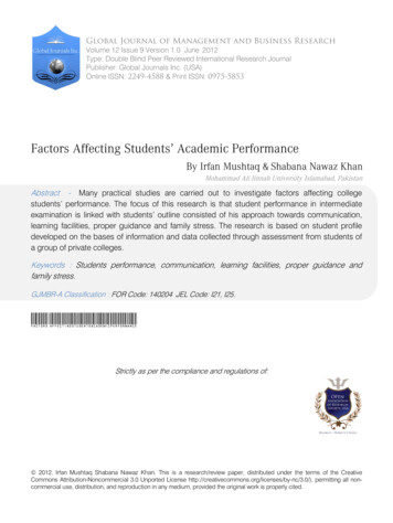 Factors Affecting Students' Academic Performance