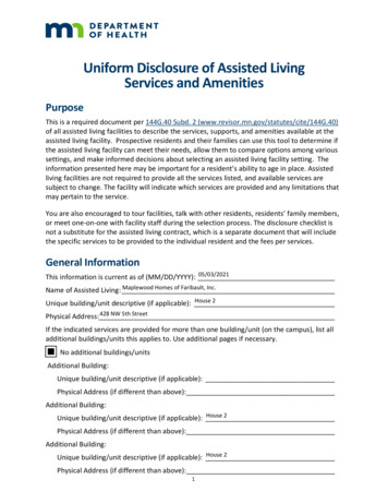 Uniform Disclosure Of Assisted Livin G Services And Amenities