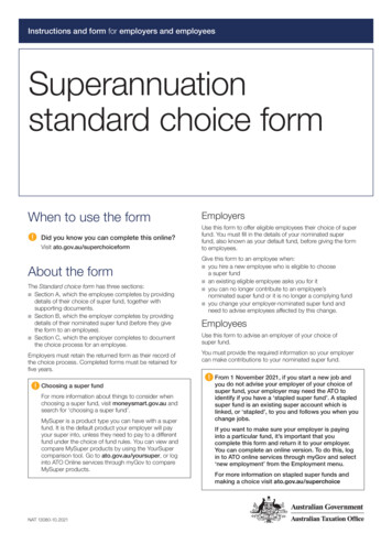 Superannuation Standard Choice Form - Australian Taxation Office
