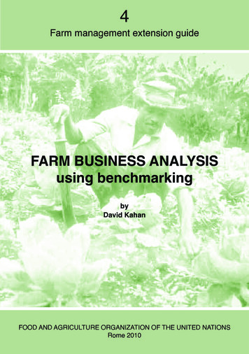 FARM BUSINESS ANALYSIS Using Benchmarking