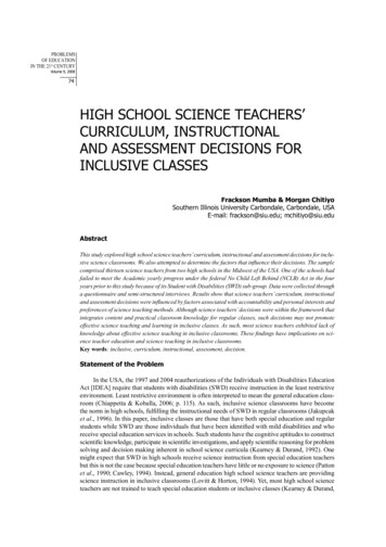 High School Science Teachers' Curriculum, Instructional And Assessment .