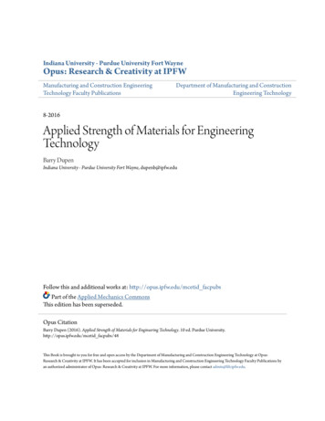Applied Strength Of Materials For Engineering Technology