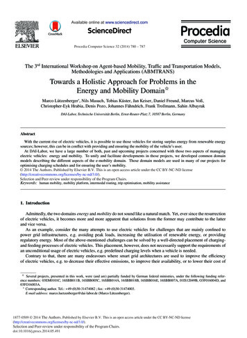 Towards A Holistic Approach For Problems In The Energy And Mobility Domain
