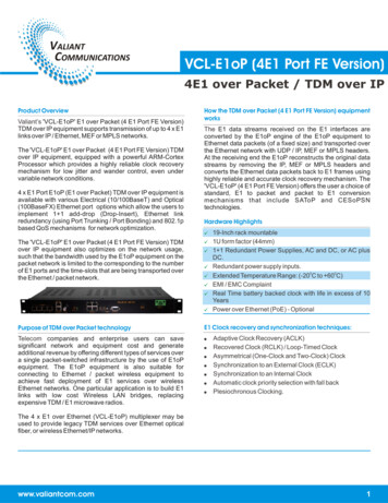 V ALIANT C OMMUNICATIONS VCL-E1oP (4E1 Port FE Version) - Aries Telecom