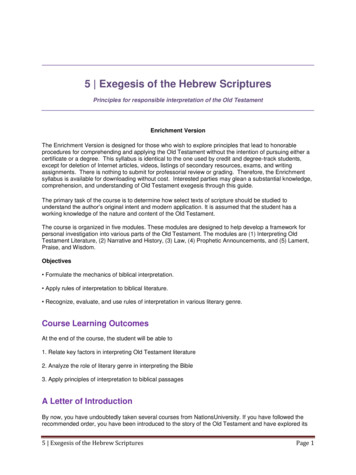 5 Exegesis Of The Hebrew Scriptures