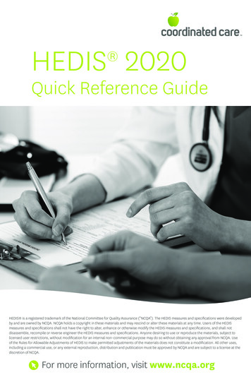 HEDIS 2020 Quick Reference Guide - Coordinated Care Health