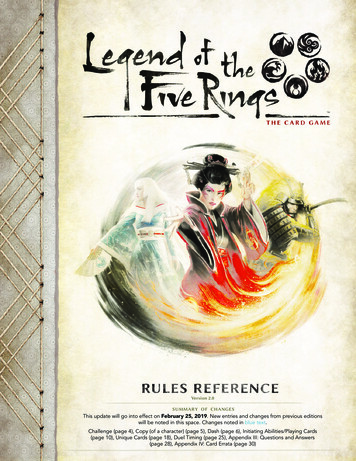 Legend Of The Five Rings: The Card Game Rules Reference .