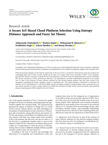 A Secure IoT-Based Cloud Platform Selection Using Entropy . - Hindawi