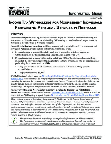 January 2012 I Tax W For NonresIdent IndIvIduals Personal . - Nebraska