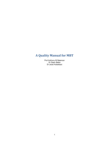 A Quality Manual For MBT - Anna Freud Centre