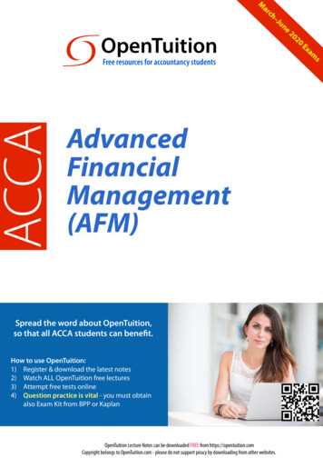 Advanced Financial Management (AFM) - OpenTuition