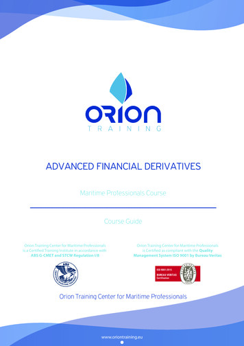 ADVANCED FINANCIAL DERIVATIVES - Orion Training
