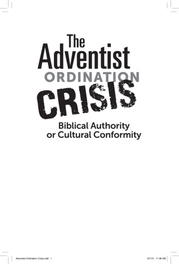 Adventist Ordination Crisis.indd 1 5/7/15 11:48 AM