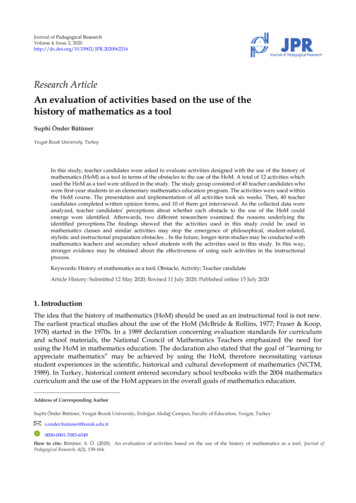 An Evaluation Of Activities Based On The Use Of The History Of .