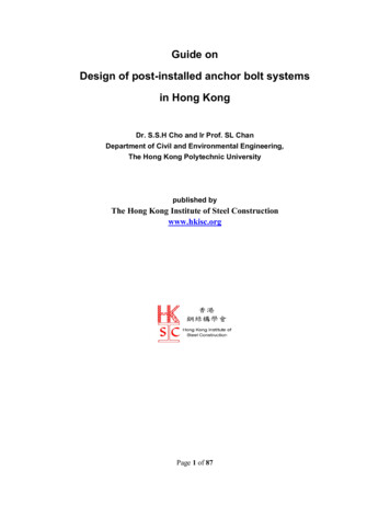 Guide On Design Of Post-installed Anchor Bolt Systems In .