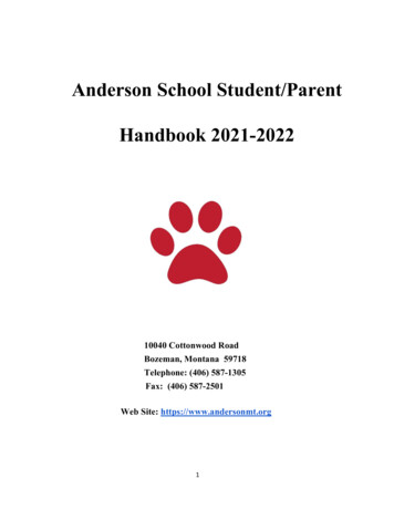 2021-2022 ANDERSON SCHOOL STAFF HANDBOOK Draft