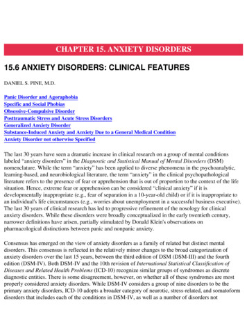 CHAPTER 15. ANXIETY DISORDERS 15.6 ANXIETY 