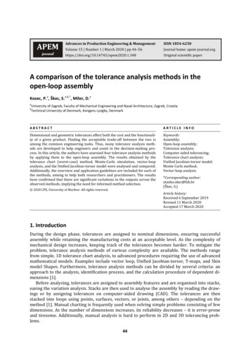 A Of The Tolerance Analysis Methods In The - APEM Journal