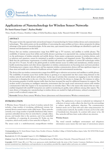 Applications Of Nanotechnology For Wireless Sensor Networks