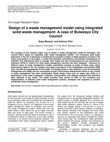 Design Of A Waste Management Model Using Integrated Solid Waste .