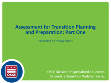 Assessment For Transition Planning And Preparation: Part One