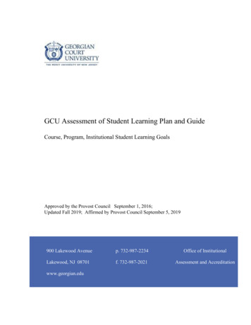 GCU Assessment Plan For Student Learning