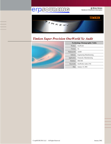 Timken Super Precision OneWorld Xe Audit