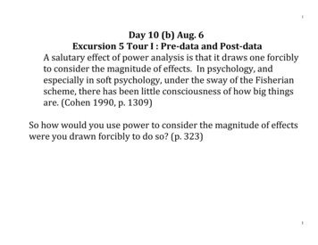 Day 10 (b) Aug. 6 Excursion 5 Tour I : Pre-data And Post .