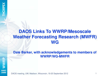 DAOS Links To WWRP/Mesoscale Weather Forecasting 