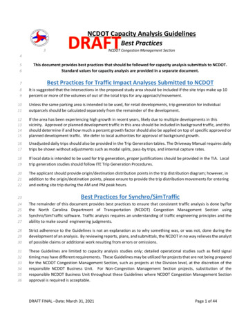 NCDOT Capacity Analysis Guidelines Best Practices