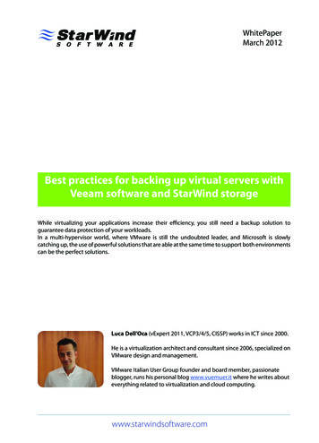 Best Practices For Backing Up Virtual Servers With Veeam Software And .