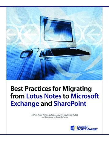 Best Practices For Migrating From Lotus Notesto Microsoft Exchange And .
