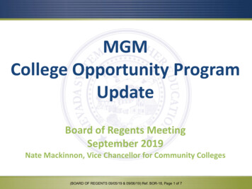 MGM College Opportunity Program Update