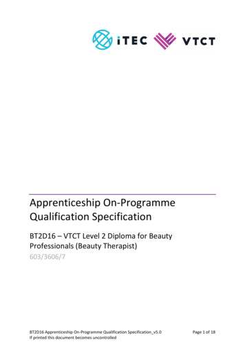Apprenticeship On-Programme Qualification Specification - VTCT