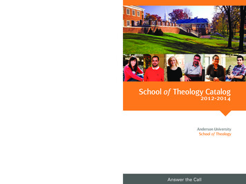 Catalog 2012-2014 - Anderson University School Of Theology
