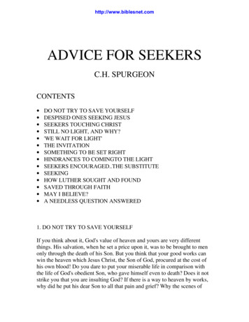 Charles Haddon Spurgeon Advice For Seekers