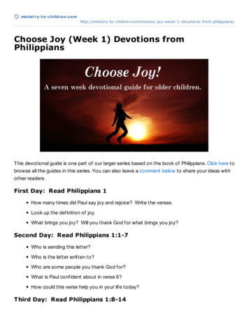 Philippians Choose Joy (Week 1) Devotions From