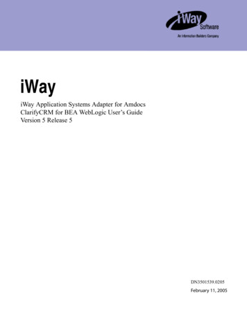 IWay Application Systems Adapter For Amdocs ClarifyCRM For BEA . - Oracle