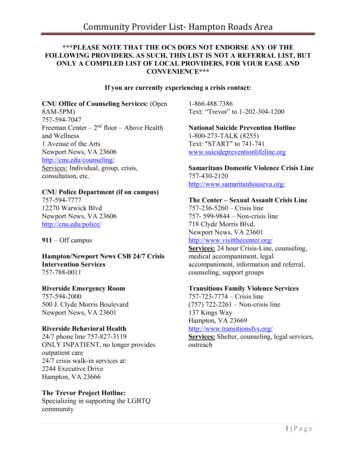 Community Provider List- Hampton Roads Area