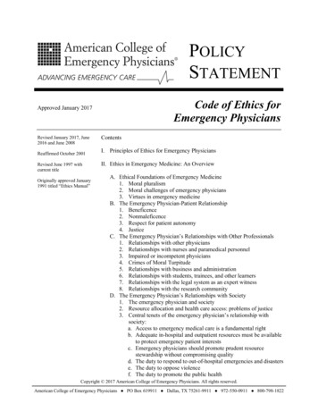Code Of Ethics For Emergency Physicians