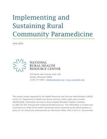 Implementing And Sustaining Rural Community Paramedicine