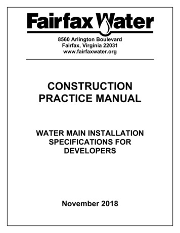 CONSTRUCTION PRACTICE MANUAL - Fairfax Water