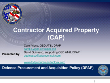 Contractor Acquired Property (CAP) - DoD Procurement Toolbox