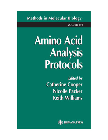 VOLUME 159 Amino Acid Analysis Protocols