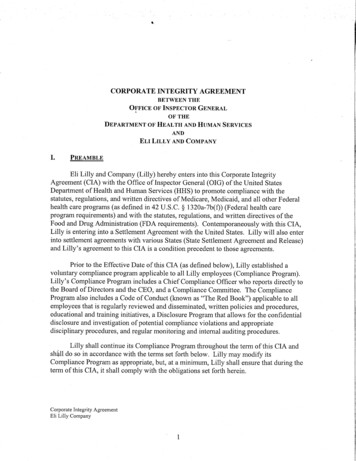 Corporate Integrity Agreement - U.S. Department Of Justice