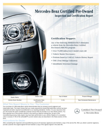 What This Report Means To You - The Customer Instructions For . - MBUSA