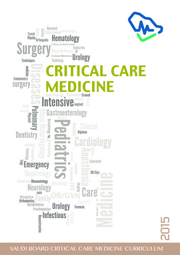 Saudi Board Critical Care Medicine Curriculum