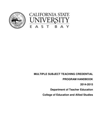 Multiple Subject Teaching Credential Program Handbook 2014-2015 .