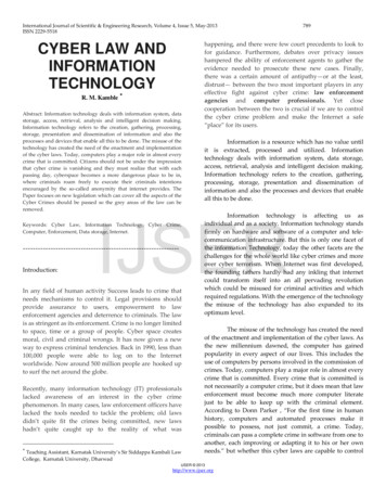 Cyber Law And Information Technology - IJSER